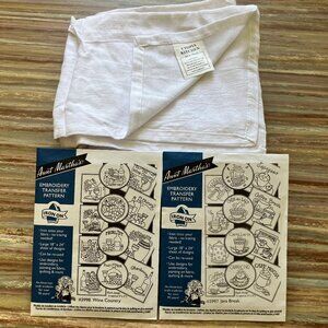 Aunt Martha's Iron Embroidery Transfers Java Break + Wine Country + 6 Towels